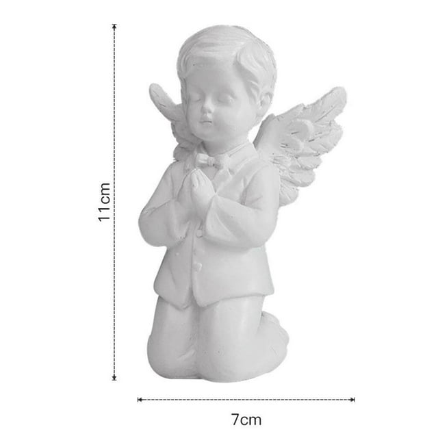 Langgg Resin White Angel Statue Desktop Decor Collection Window Props Christmas prayer boy