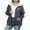 Gray, variant on Fleece Plus Size Hooded Jacket for women Heart Printed Zip Up Long Sleeve Outwear with Pocket Trendy Casual Outcoat