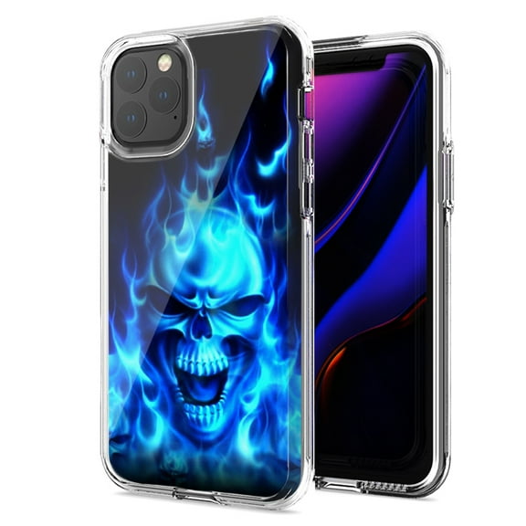 MUNDAZE For Apple iPhone 11 Pro Flaming Skull Design Double Layer Phone Case Cover