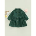 thumbnail image 2 of Bagilaanoe Toddler Baby Girl Corduroy Dress Long Sleeve A-line Button Dresses 1T 2T 3T 4T 5T 6T Kid Casual Fall Dress Outwear, 2 of 7