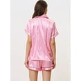 thumbnail image 3 of DARING DIVA Women's 2 Pcs Satin Silky Contrast Color Trim Pajama Set XL Pink, 3 of 6