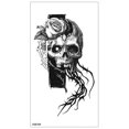 thumbnail image 1 of (E)Tatuaje temporal de esqueleto de Halloween de calavera negra para hombres adultos realista león tigre lobo aterrador f, 1 of 2
