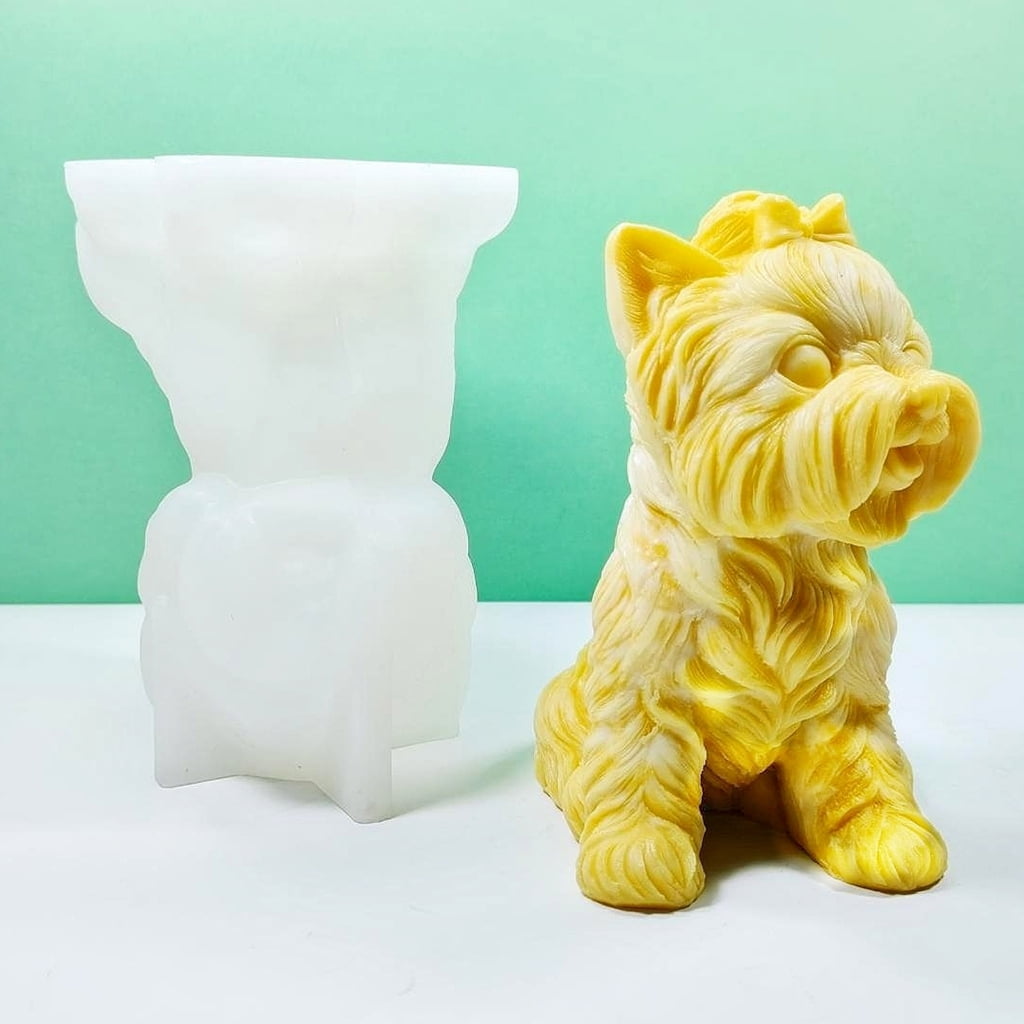 WINDLAND Little Dog Decoration Candle Silicone Mold Epoxy Sitting Dog Candle Silicone Mold DIY Ornament Jewelry Making Tool