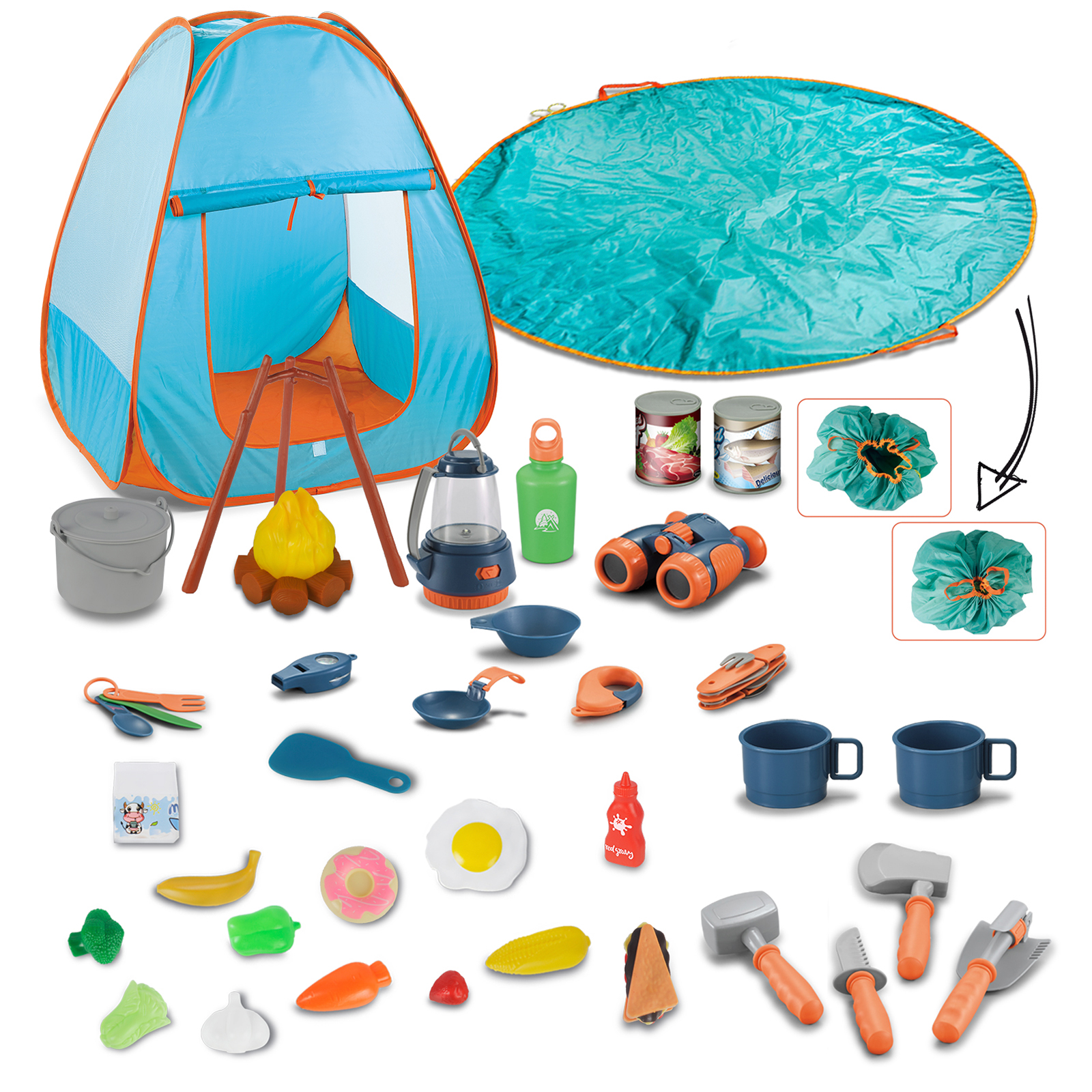 41 PCS Kids Camping Gear Set, Pop Up Play Tent with Kids Camping Gear
