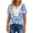 Blue White Print, variant on Blouses for Women Summer Short Sleeve V Neck Lace Shirts Dressy Casual Boho Tunic Tops