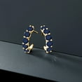 thumbnail image 4 of Gem Stone King 3.50 Ct Round Blue Sapphire 18K Yellow Gold Plated Silver Open Earrings for Women, 4 of 4