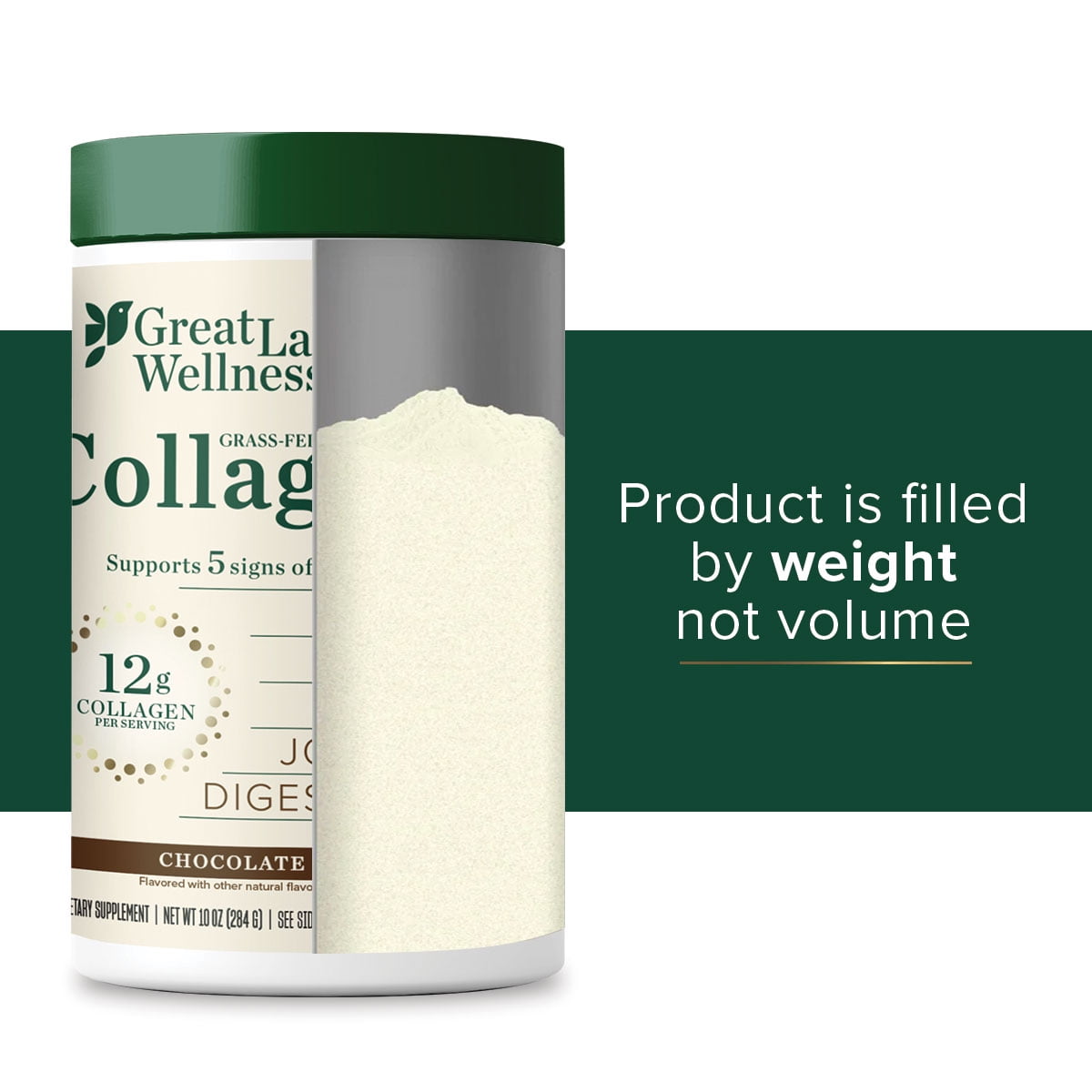 Great Lakes Wellness Grass-Fed Bovine Collagen Peptides, Chocolate, 10 oz (284 g)