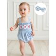 thumbnail image 2 of SUNSIOM Baby Girls Rompers Baseball Embroidery Sleeveless Infant Bodysuits Jumpsuits with Headband, 2 of 7