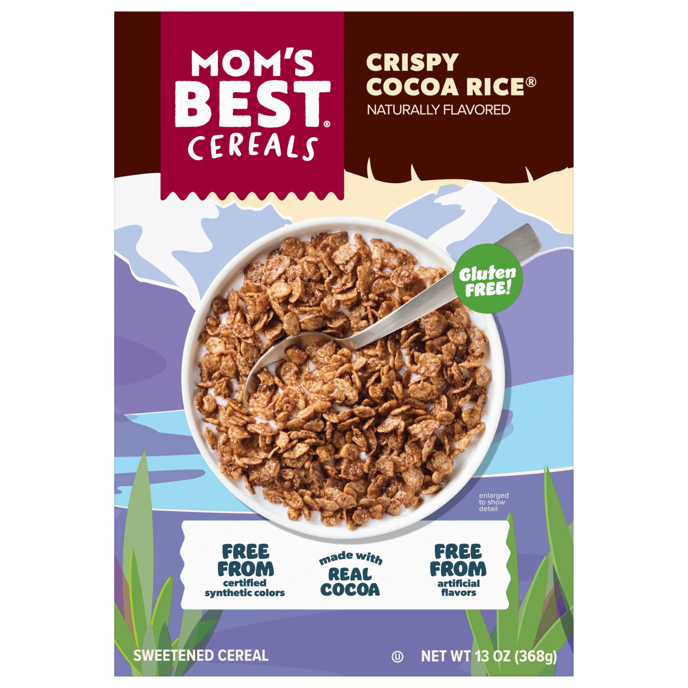 (2 pack) Mom's Best Crispy Cocoa Rice Cereal, Cocoa Cereal, 13 OZ Box