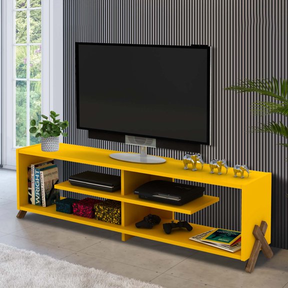 Aukfa Modern TV Stand for TVs up to 60" - Entertainment Center TV Cabinet for Living Room - Yellow