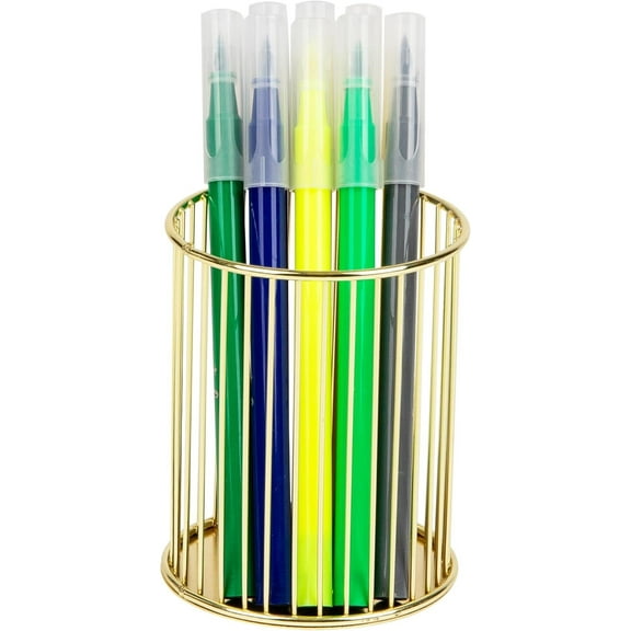RUseeN Gold Metal Pen Holder for Desk, Makeup Brushes Cup Holder, Pencil Holders, Pen cup, Home and Office Organizer