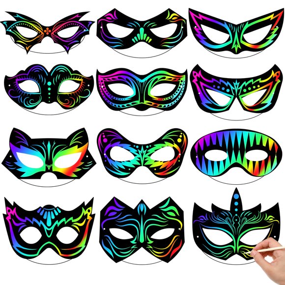 Máscaras de papel para manualidades, juego de manualidades con temática de héroes de Realspring, 60