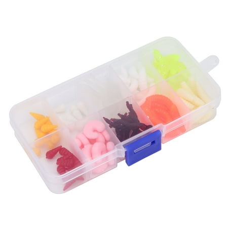Sarapandan 100pcs 10 Types Fishing Lures Lifelike Worm Soft Baits Set Box Tackle Accessory
