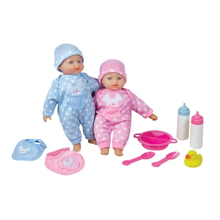 Lissi 11" Twin Baby Doll Playset, 10 Pieces
