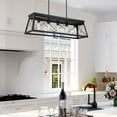 thumbnail image 4 of 5-Light Farmhouse Matte Black Chandelier Industrial Pendant Lighting for Kitchen Island for Dining Room, Living Room, 4 of 8