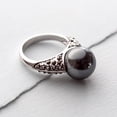 thumbnail image 2 of Vintage Style Gray Glass Pearl and Marcasite Statement Ring Size 8 Jewelry Ring, 2 of 6