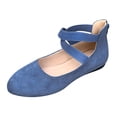thumbnail image 4 of Modstep Women's Dress Flat Sandals Ballet Round Closed Toe Strappy Slide Shoes Ladies Daily Work Low Wedge Walking Sandal Blue 6, 4 of 5