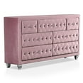 thumbnail image 2 of FOA Gijit 5pc Pink Fabric Bedroom Set - Full + 2 Nightstands + Dresser + Mirror, 2 of 16