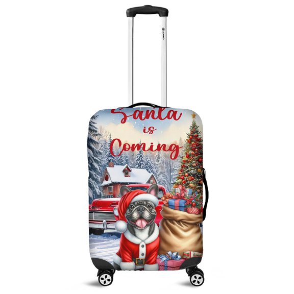 Santa is Coming French Bulldog Merry Christmas Xmas Noel Truck Tree Travel Luggage Cover Dog Lover Gifts Suitcase Dust Protective Decor - 02023