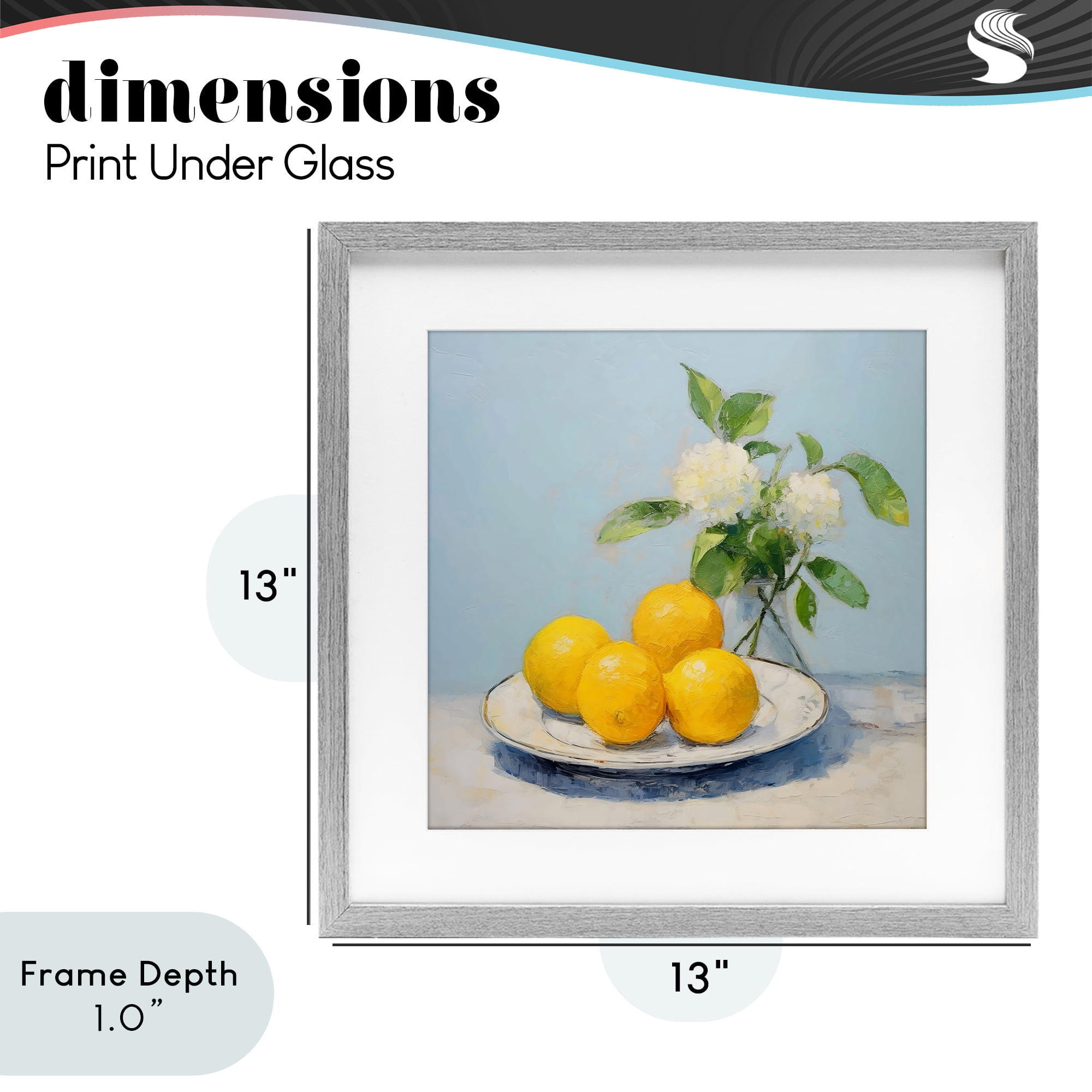 Stupell Industries Vase of Flowers and Lemons Gray Framed Print Under Glass, design by Creative Studio