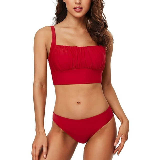 Charmo Push Up Bikini Swimsuits for Women Cropped Bikini Top Two Pieces Bathing Suits