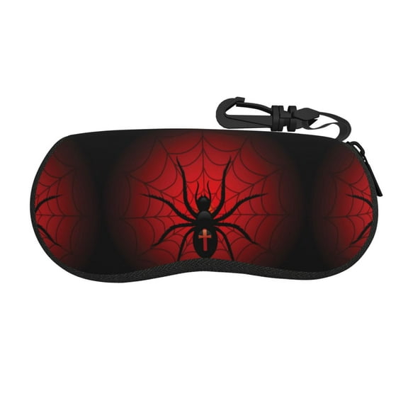 Xecao Spider on the Web for Eyeglass Case Soft Shell, Portable Sunglass Case, Fashionable Eyeglass Case with Zipper, Lightweight