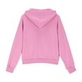 thumbnail image 5 of ZQUUVOU Kids Girls Cropped Jacket Solid Color Lapel Sweatshirt with Pockets Thumb Hole Zipper Long Sleeve Sport Outerwear Pink, 5 of 9