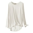 thumbnail image 1 of T-Shirt Col Rond Surdimensionné - T-Shirt Basique Ample pour Femmes, Haut Décontracté Confortable pour Superposition Printemps/automne / Baberdicy / T-Shirts Col Rond Unis pour Femmes pour Printemps et (Blanc / L), 1 of 7