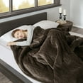 thumbnail image 4 of Beautyrest Heated Microlight to Berber Solid Blanket, Full, Chocolate, 4 of 9