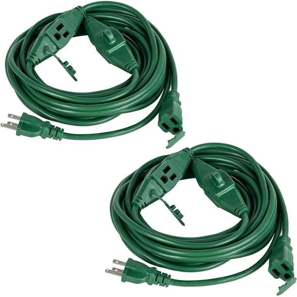 S 2 Pack 25 FT Outdoor Extension Cord with Multiple Outlets, 3