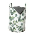 thumbnail image 1 of Leaf Laundry Bag, Watercolor Style Pattern Dollar Eucalyptus Leaves and Branches, Hamper Basket with Handles Drawstring Closure for Laundromats, 13" x 19", Green Pale Brown White, by Ambesonne, 1 of 4