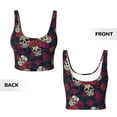 thumbnail image 6 of Uemuo Roses Skulls Pattern Women's Sports Bra - High Impact Support, Breathable, and Comfortable Athletic Bra for Running, Yoga, and Workouts, 6 of 9
