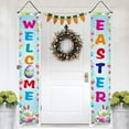 thumbnail image 7 of CoreLiving Spring Welcome Banner Flag Easter Outdoor Decor Bunny Rabbit Eggs Carrot Design Double Sided Garden Flag Front Door Hanging Sign Seasonal Decoration 12x71Inch, 7 of 7