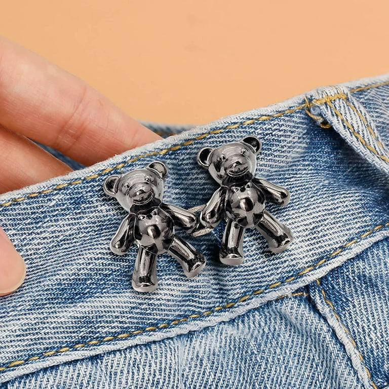 JeashCHAT Button Pins for Jeans Pants, Cute Bear No-Sew Jean Buttons Perfect  Fit Tighten Waist, Instant Adjust Too Big Pants Waist, Detachable  Decorative Waist Button Clearance 