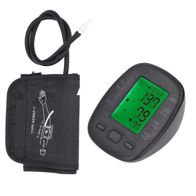 Automatic Blood Pressure Monitor Upper Arm Type 360 Degrees Inflation Blood Pressure Measuring Machine with LED Backlit Screen