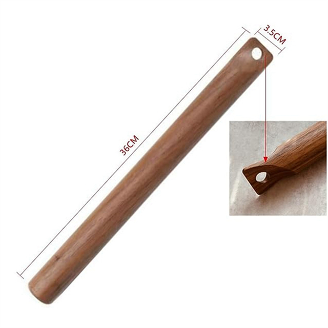 Black Walnut Wood Rolling Pin Perforated Solid Wood Baking Dumpling Sticks Kitchen Tool for Baking Pie Pastry
