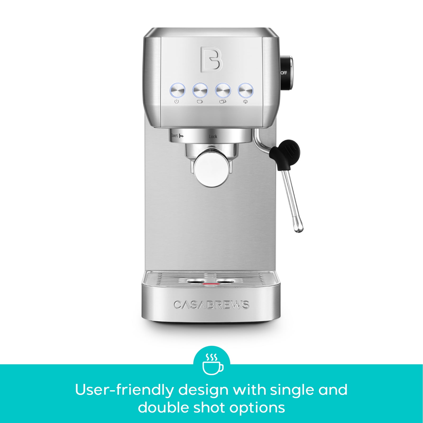 CASABREWS 3700 Essential 20-Bar Espresso Machine and Coffee Maker, Stainless Steel