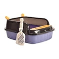 thumbnail image 3 of Inodoro abierto para mascotas, lavabo para arena para gatos, arenero para gatos, inodoro para gatitos, cuña, caja de arena para gatos de lados altos p violeta m, 3 of 8