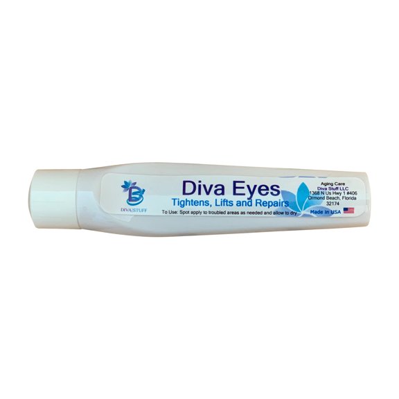 diva eyes, tightens, lifts& repairs areas around the eyes, with cucumber extract, hyaluronic acid, aloe and fission instant lift by diva stuff