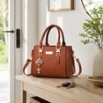 thumbnail image 6 of Single Shoulder Bag, Large Capacity PU Leather Pearl Decor Travel Storage Commuter Handbag Tote Purse Fashionable Accessory Versatile Satchel Everyday Carryall. Red, 6 of 6