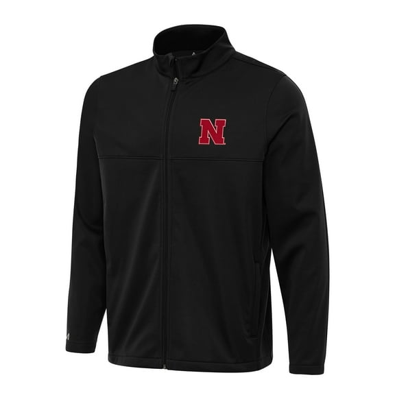 Men's Antigua Black Nebraska Huskers Links 2 Full-Zip Golf Jacket
