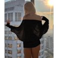 thumbnail image 4 of Women'S Off the Shoulder Dress Long Sleeve Batwing Mini Ruched Sheer Y2K Oversized Casual Streetwear Dress Black L, 4 of 9