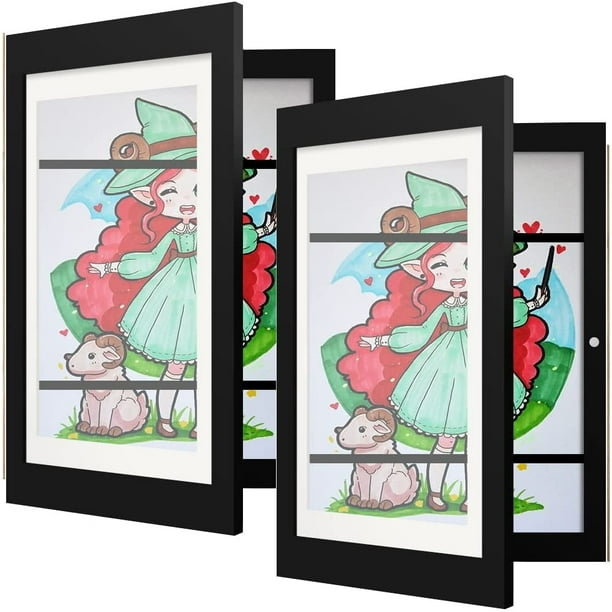 3-Pack Kids Art Frames - 10x12.5 Inch, Holds Up To 50 Drawings, Changeable Front Opening Design