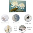 thumbnail image 5 of ZHONGYUTONG Zen Bathroom Wall Art Blooming White Lotus Flowers Leaves Canvas Picture Prints Teal Retro Painting for Office Spiritual Meditation Room Framed (24.00" x 36.00"), 5 of 6