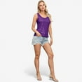 thumbnail image 5 of Women's Sequin Tank Top Sleeveless Scoop Neck Sparkly Party Blouse - Small, Purple, 5 of 6