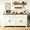 White, variant on Frmobepts 63"W Kitchen Sideboard Credenza, 4-Doors 3-Drawer Wood Buffet Storage Cabinet with Adjustable Shelves for Dining Room, Cherry