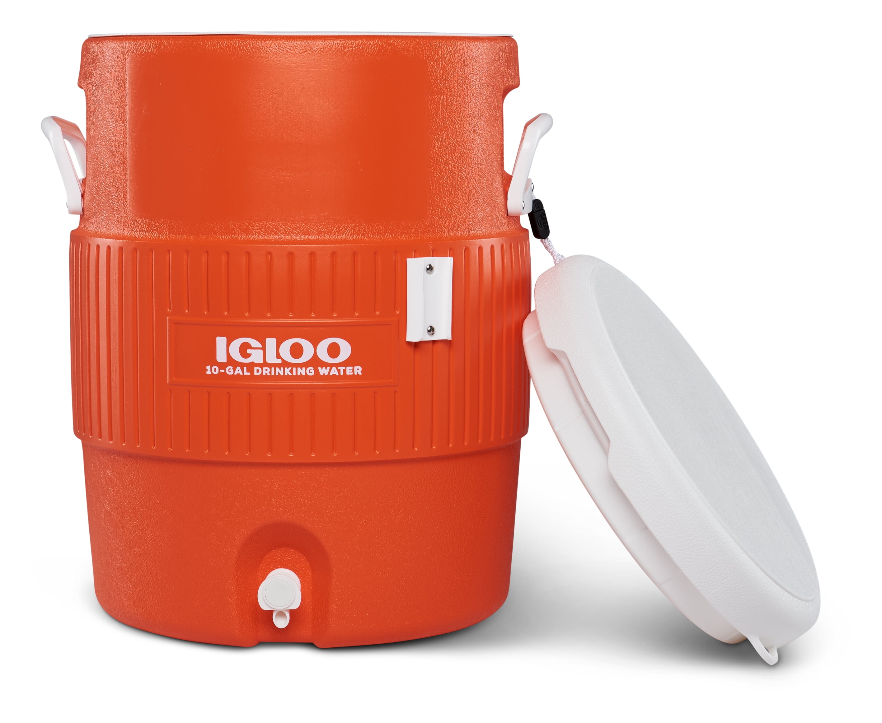Igloo 10-Gallon Seat Top Water Jug with Cup Dispenser - Orange