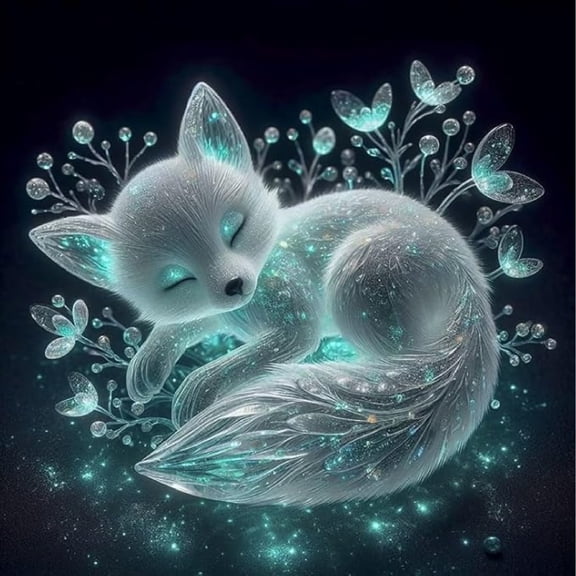 CSZPPQAF 5D DIY Diamond Art Kits for Adults Beginners,Fox Diamond Dots Art,Home Wall Decor 13.8x13.8inches.