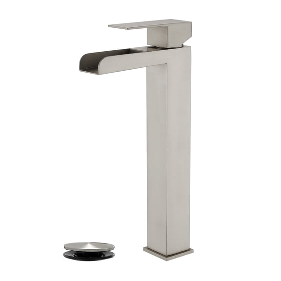 Cobbe Bathroom Faucet Single-Handle with Pop-Up Drain Single-Hole Installation Bathroom Vessel Sink Faucet Brushed Nickel