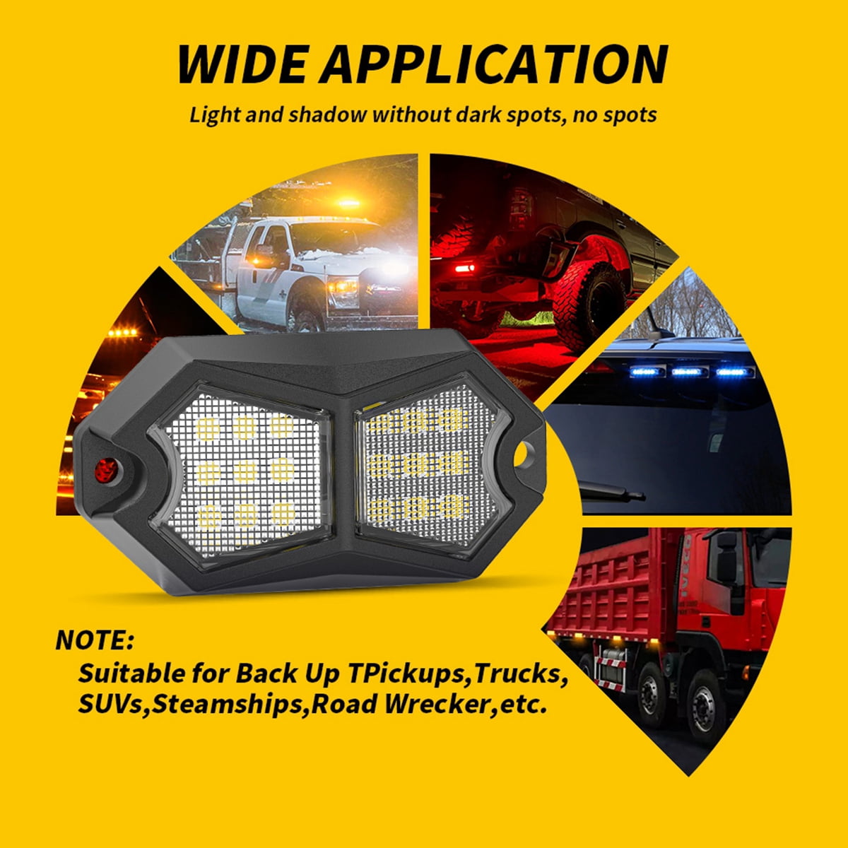 HUOEPU 210 Degree Wide Angle Rock Lights, 24 SMD Chip Super Bright LED Pods with 4 Meters Cable, IP67 Waterproof Off Road Lights for Trucks Jeep UTV ATV Boat